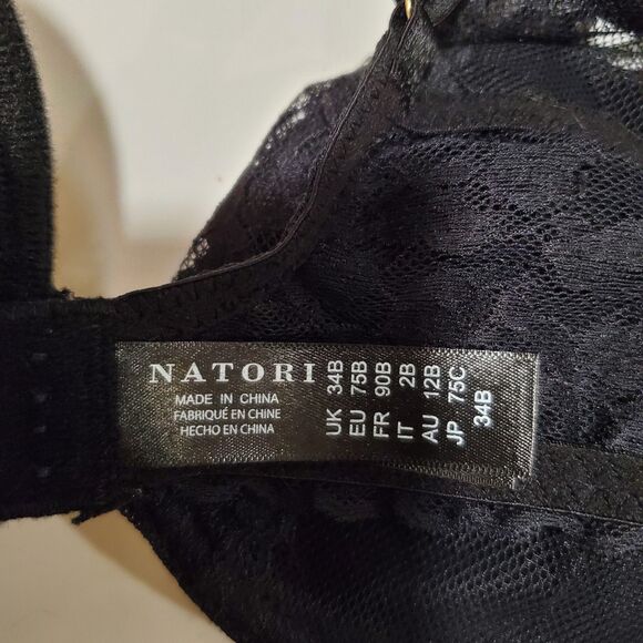 Natori 34B Black Cherry Blossom Bra 721191 Convertible Underwire Lace - Picture 6 of 7